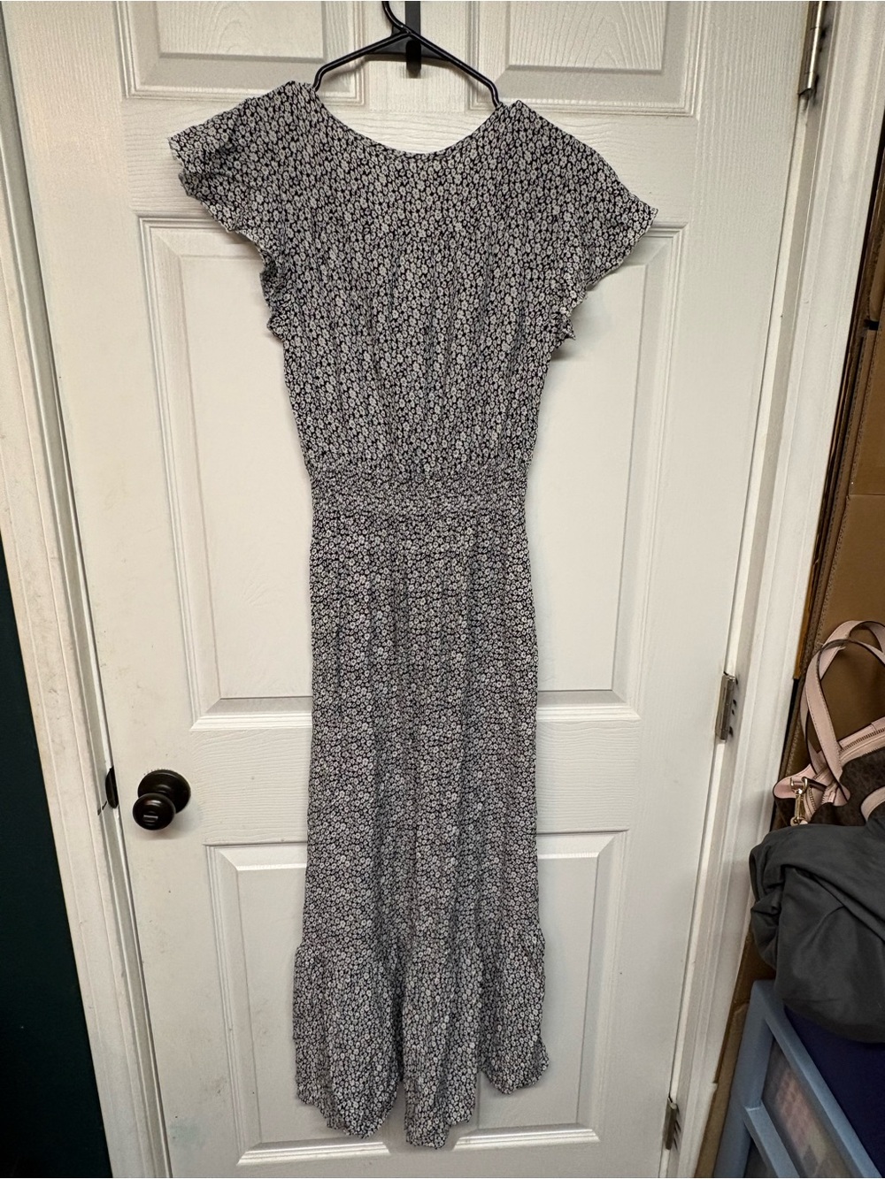 Floral Print Black & White Maxi Dress